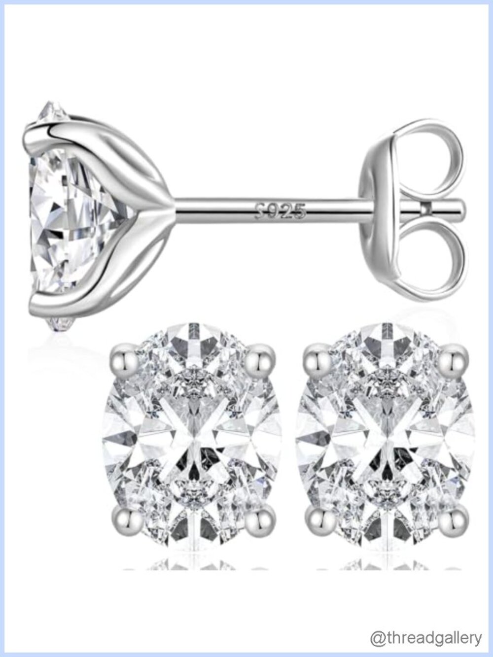 18K White Gold Plated Simulated Diamond Stud Earrings s925 Sterling Silver